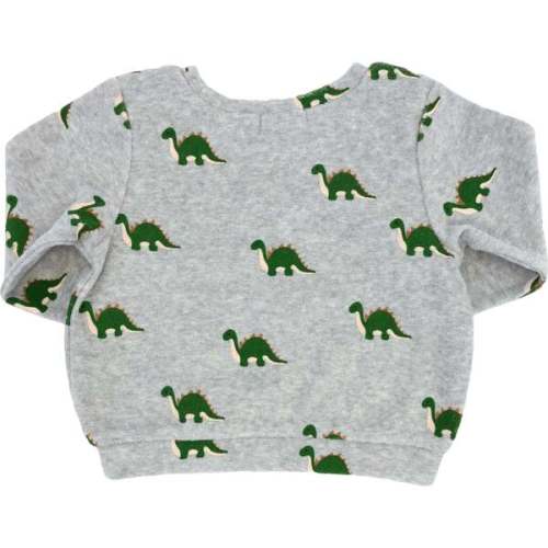 Dinosaur Print Brooklyn Cotton Terry Boxy, Heather Gray - Oh Baby! | Maisonette