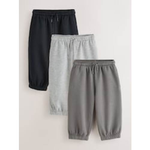 Grey/Black Wide Cuffed Joggers 3 Pack (3mths-7yrs) from Next USA