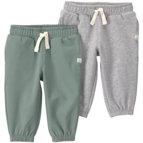 Little Planet Neutral 2-Pack Pants Made with Organic Cotton, Moss Green, 6M