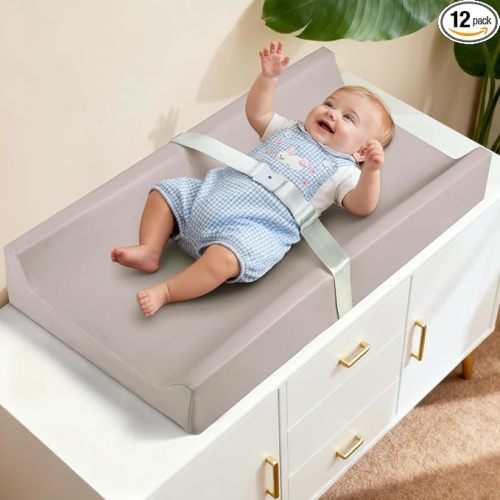 Mallify Baby Changing Pad, Waterproof & Wipeable Vegan Leather Diaper Changing Mat, Non-Slip Changing Pad for Dresser, Changing Table (Grey)