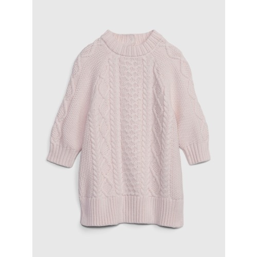 Baby Cable-Knit Sweater Dress in barely pink, size: 3-6 M
