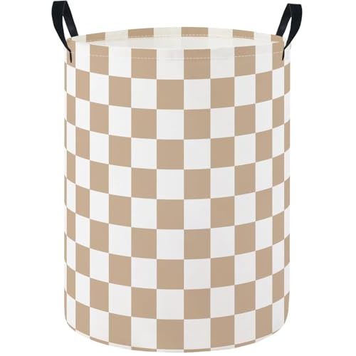 Baby Laundry Hamper Basket Baby Hamper for Nursery Boy and Girl Cute Kids Toys Storage Bin Organizer Boho Room Decor(Brown Checkered)