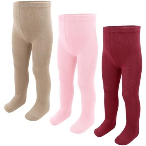 Baby Girls Tights, Leggings Stockings for Newborn Toddler Girls(0-24 Months),3 Pack Infant Knit Cotton Pantyhose