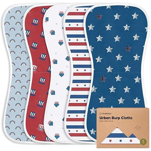 Organic Burp Cloths Baby Boy & Girl - 5-Pack Super Absorbent Cotton Burping Cloths for Babies, Soft & Plush Newborn Spit Up Rags, Infant Towels for Milk Spit Up, Unisex, Large 21" x 10" (U.S.A)