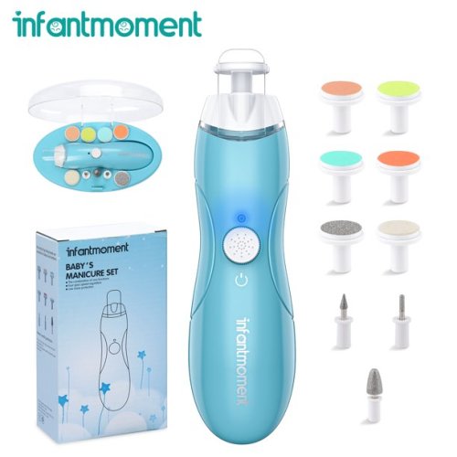 Baby Nail Trimmer Electric Nail File Clippers W/ Light, 9 Grinding Heads, Safe Nail Clippers Kit for Newborn Infant Toddler Kids Adult Toes and Fingernails - Care, Polish and Trim