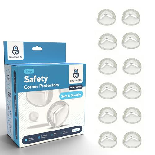 Baby Proof Me 12 Pack Large Table Corner Protector for Baby & Toddlers, Clear Corner Guards & Edge Protectors, Furniture Corner & Edge Safety Bumpers, Baby Proofing for Sharp Edges, Strong Adhesive