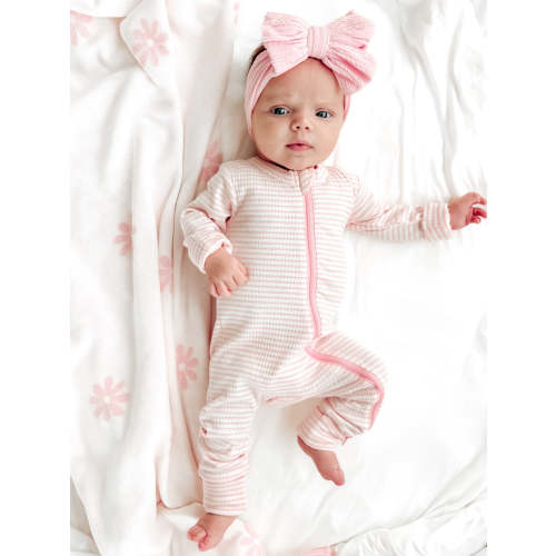 Pink Stripe / Organic Ribbed 2-Way Zip Romper
