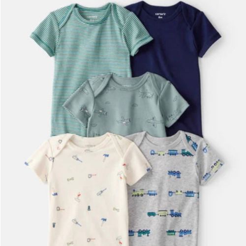 Baby Boy 5-Pack Train Multipack Bodysuits - Green/Blue | Carter's