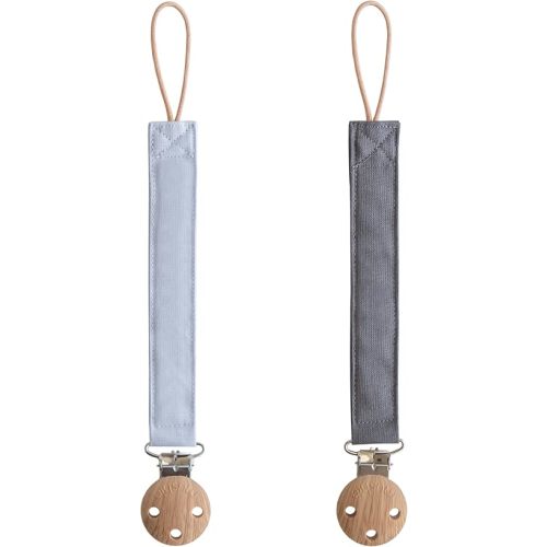 mushie Linen Baby Pacifier Clip Holder (Powder Blue/Deep Sea)