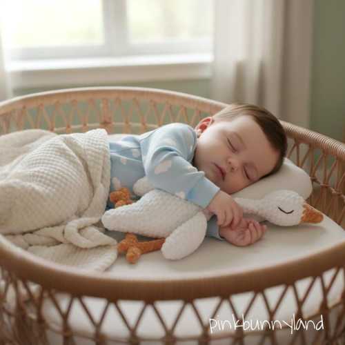 Amigurumi Goose Snuggler – Handmade Crochet Baby Lovey – Soft Goose Comfort Toy – Nursery Gift