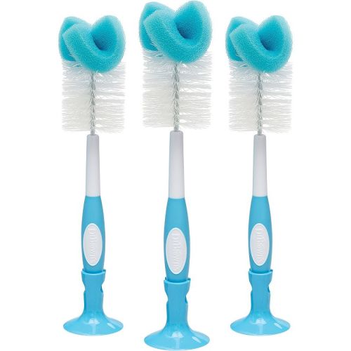Dr. Brown's Baby Bottle Cleaning Brush, Sponge and Bristle Brush with Nipple Cleaner -3pk - Blue