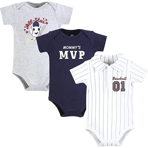 Hudson Baby Infant Boy Cotton Bodysuits, All Star Polo, 0-3 Months
