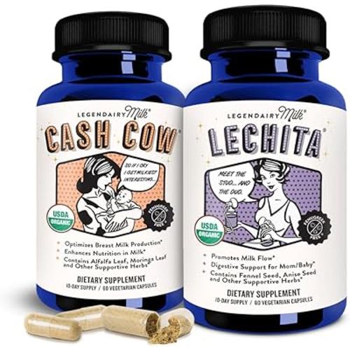 Legendairy Milk Cash Cow + Lechita - Lactation Supplement to Support Supply and Improve Milk Flow - Made with Moringa, Alfalfa, Fennel, Anise, and Goat's Rue