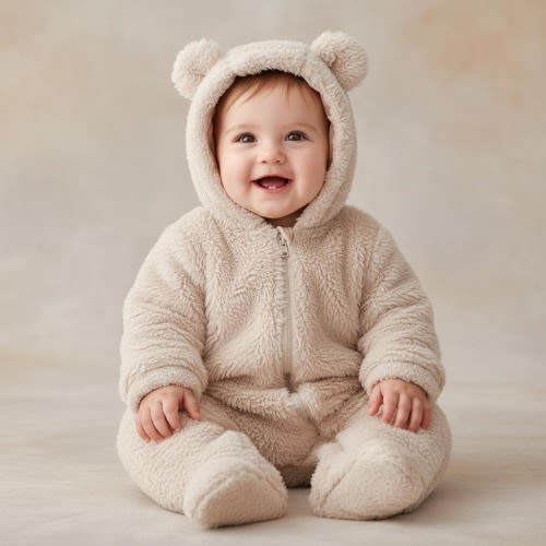 Baby Bear Fleece Onesie | Hooded Infant Romper with Ears Children Kids
