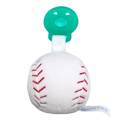 Gamezies Baby Boy and Girl Silicone Baseball Plush Pacifier Removable, Washable Plush ToyCPSIA Tested, BPA-Free 0-6 Months