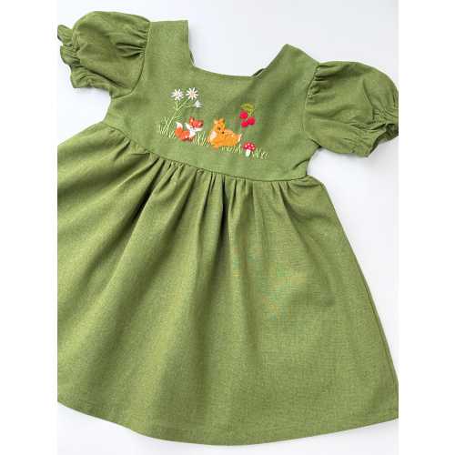 Fox & Deer Hand Embroidered Dress