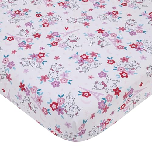 Disney Aristocats Pink, White, and Teal, Marie Super Soft Nursery Fitted Crib Sheet