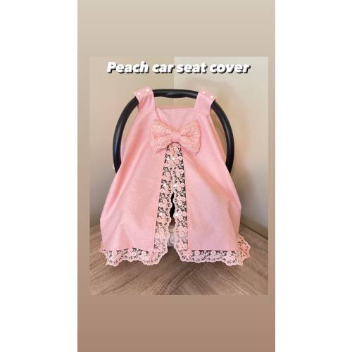 Baby car seat cover, Peach car seat cover, Car seat accessories, Cotton car seat cover, Car seat canopy, Lace trim cover