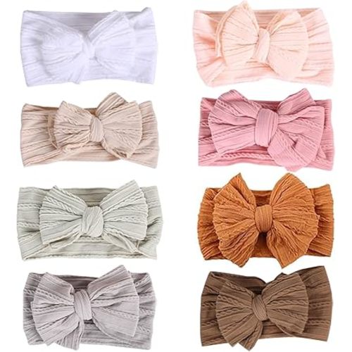 Baby Bows Headbands Nylon Hairbands Baby Girl Bows Hair Accessories for Infant Toddler Essentials (8Color-green, mid)