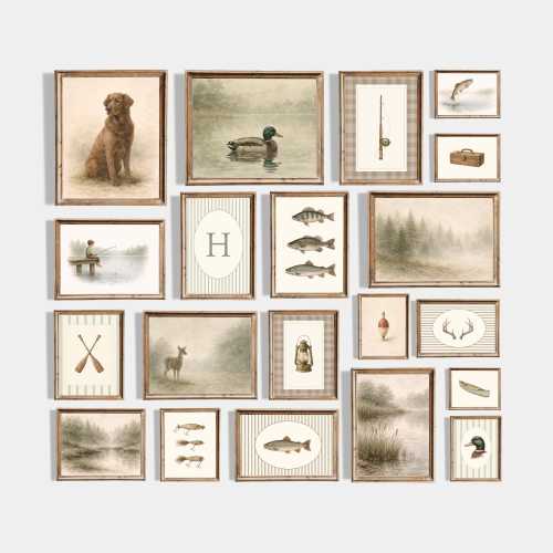 50+ Fishing & Hunting Nursery Decor Bundle | Woodland Boy Nursery Wall Art | Vintage Outdoor Nursery Prints | Rustic Cabin Nursery Art
