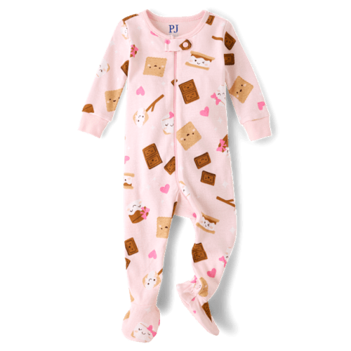 Baby And Toddler Girls Sunflower Snug Fit Cotton Footed One Piece Pajamas - Pink