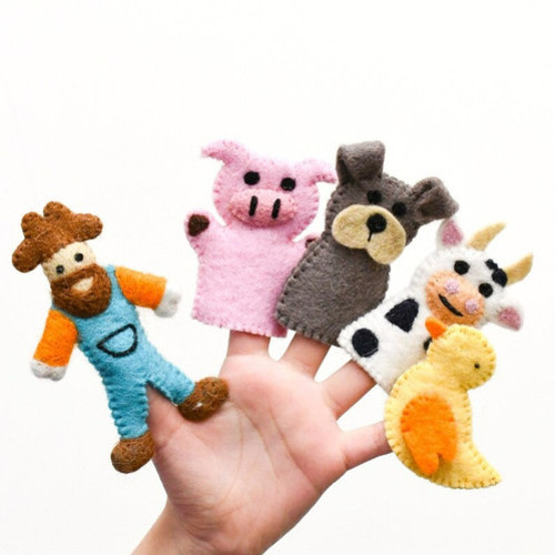 Tara Treasures Felt Old MacDonald Farm Animals A-Finger Puppet Set