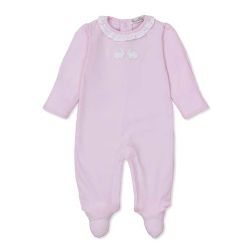 Pique Twin Bunnies Pink Ruffle Footie