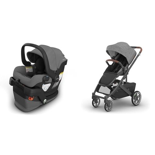 UPPAbaby Cruz V3 Stroller + Mesa V3 Car Seat Travel System Combo – Toddler Seat, Bumper Bar, Bug and Rain Shields, Car Seat Base, and Infant Insert Included – Greyson (Charcoal Mélange)