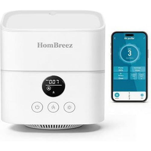 Air Purifier and Humidifier Combo for Bedroom, H13 True HEPA Filter, 1100ML Water Tank, Quiet Cool Mist Top Fill Essential Oil Diffuser for Baby, Pet Room, APP Control