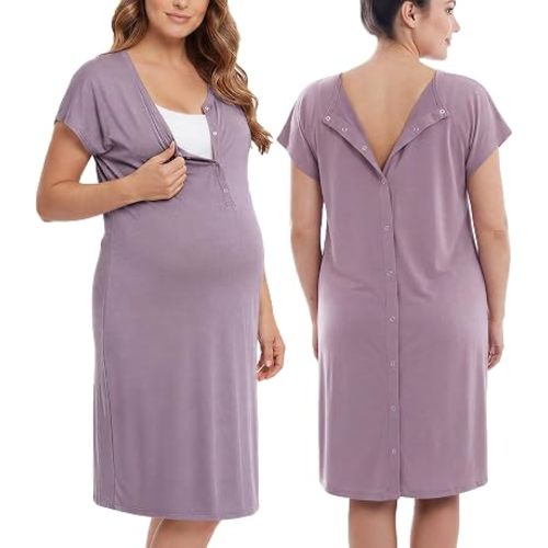 PATPAT Maternity Labor and Delivery Gown, Womens Hospital Gown with Pockets