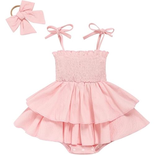 Baby Girl Summer Outfits Infant Double Romper - Sleeveless Bodysuit & Cake Smash Outfit