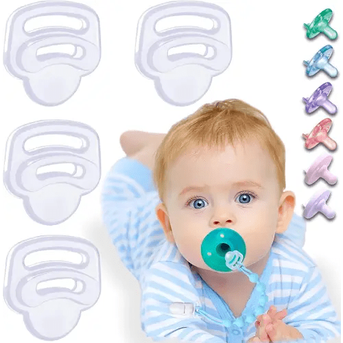 4 Pack Silicone Pacifier Clip Adapter Ring for Philips Avent Soothies, 100% Food-Grade Silicone Binky Clips Holder Adapter Rings Competible with Soothie,BPA-Free Soft Flexible Safe Durable,Transparent