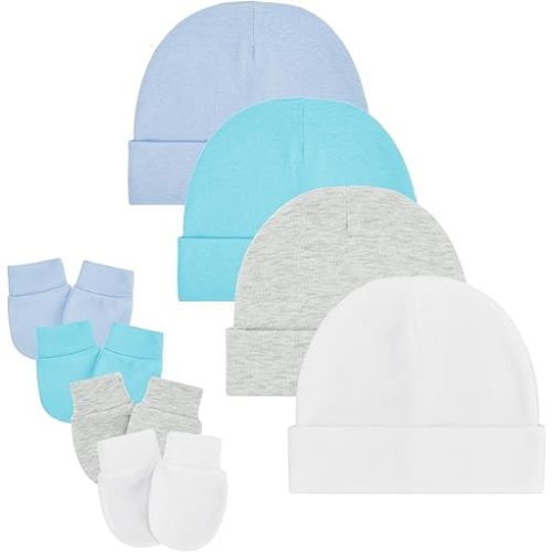 Zando Baby Hats and Mittens Newborn Hospital Hat Essentials Warm Knit Beanie Safety Anti-Scratch for Boys Girls 0-6M