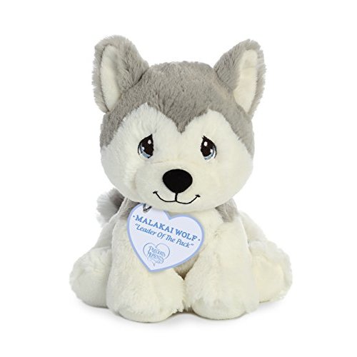 Aurora® Adorable Precious Moments™ Malakai Wolf Stuffed Animal - Heartwarming Toy for Comforting Children - for Sentimental Gifts, Birthdays, and Adults - Gray 7.5 Inches