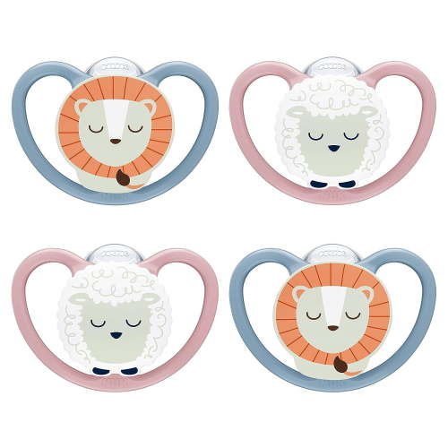 NUK Space Glow-in-the-Dark Orthodontic Pacifiers, 0-6 months, 4 Pack