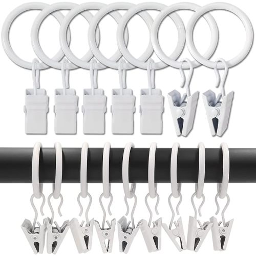 Hanger Clips, Ring 1 inch Interior Diameter, Fits up to 5/8" Rod, Matte Silver, 100 Pack