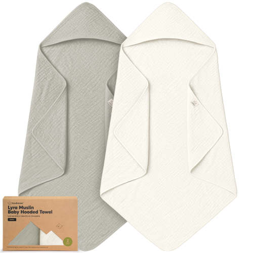 2-Pack Lyra Muslin Hooded Towels - Graphite / Petite