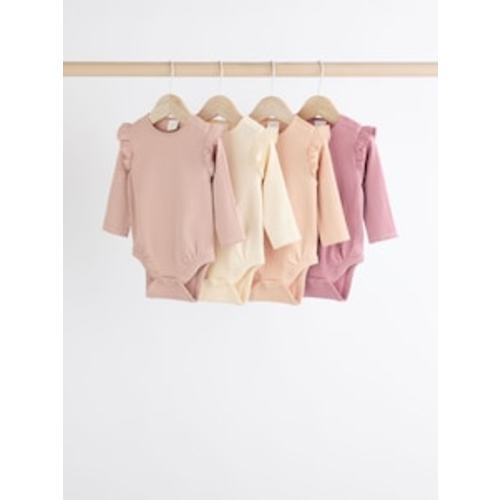 Buy Pink/ Cream/ Brown Ditsy Baby Long Sleeve Frill Bodysuits 4 Pack (0mths-2yrs) from Next USA