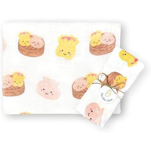 The Wee Bean Organic Cotton and Rayon derived from Bamboo Baby Swaddle Muslin Blanket (Dim Sum)