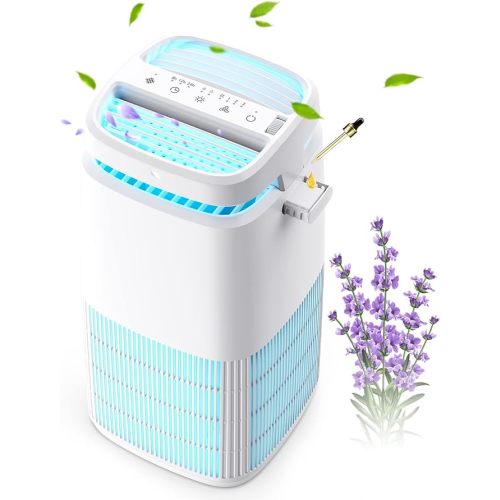 POMORON 4-in-1 Air Purifiers for Home, Air Ionizer Negative Ion Generator, H13 HEPA Filter, UV, Covers 1250 Ft² 99.97% Removal Rate for Pollen Smoke Pet Dander Air Cleaner for Bedroom, MJ002H, White