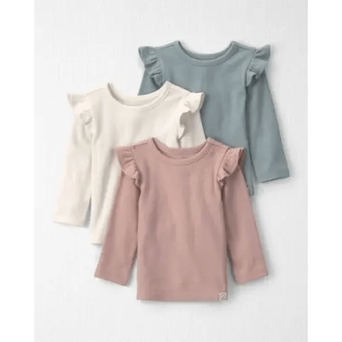 Baby Girl 3-Pack Organic Cotton Rib Slim Fit Tops - Little Planet | Carter's