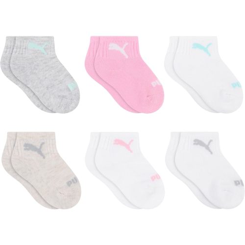 PUMA Unisex Baby 6-pack Infant Anklet Socks, Extra Cushion & Comfort-toe