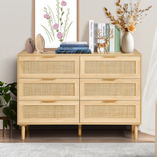 6 Drawer Rattan Dresser