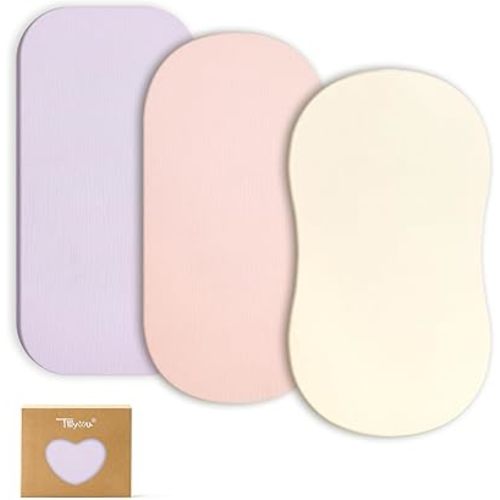 TILLYOU Muslin Bassinet Sheets for Baby Boys Girls 3 Pack, Soft Breathable Elastic Cotton Bassinet Mattress Sheets, Fit Hourglass Oval Rectangle Cradle Mattress, 33"X17",Pink Purple