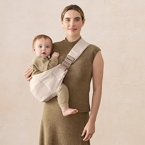 Ergobaby Upsie Sling Baby Carrier for Babies and Toddlers 6-48 Months (17-45 lbs) - 2-Position Ergonomic Baby Carrier with Front Storage Pocket, Hip-Healthy Positioning - Natural Beige