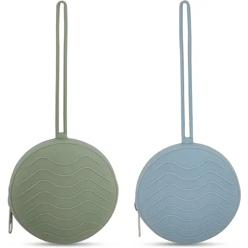 HippoBaby Silicone Pacifier Holder Case 2-Pack – BPA-Free, Food-Grade Silicone – Zippered Travel Pacifier Organizer – Portable Baby Case for Pacifiers, Teethers & Essentials – Dishwasher Safe