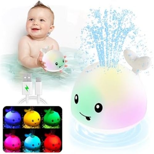ANGGIKO Baby Bath Toys Light Up Whale Pool Water Toy for Toddler Babies 1-3