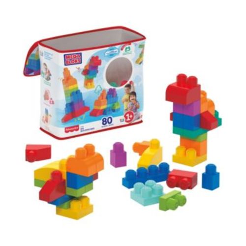 80-piece Big Building Bag Blocks for Toddlers 1-3, Blue