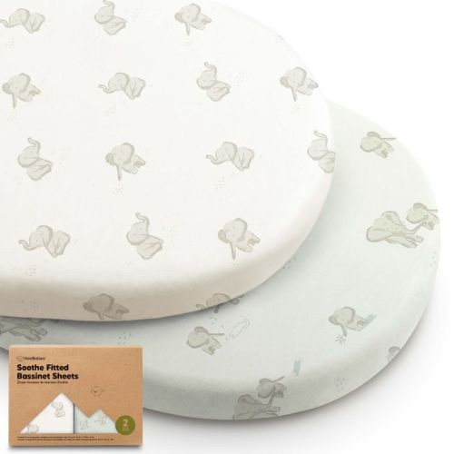 KeaBabies Organic Bassinet Sheet for Baby Girls, Boys, 2-Pack Soothe Bassinet Fitted Sheets, Bedside Bassinet Mattress Sheet (Elly)