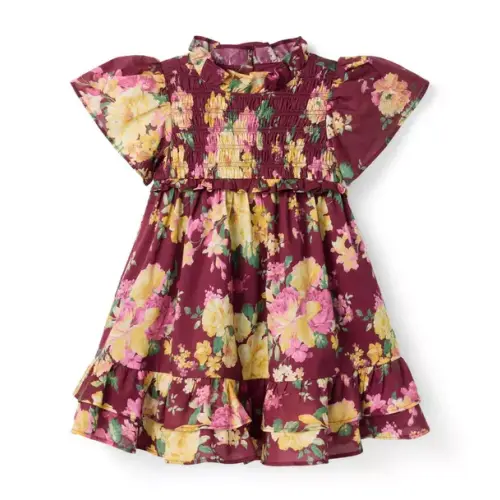 Girl Dark Purple Floral The Chelsea Smocked Dress by Janie and Jack
